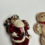 Santa Claus / Gingerbread Man Christmas Holiday Brooch Pin Lot Of 2 Gold Tone Photo 7