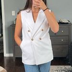 Banana Republic White Sleeveless Blazer Vest Photo 5