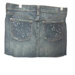 Old Navy Ultra Low Rise Stretch Denim Mini Skirt Frayed Hem Dark Wash Size 8 Photo 5