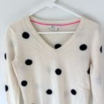 Boden 100% Cashmere V Neck Sweater Cream Navy Blue Polka Dot Preppy Feminine White Photo 1