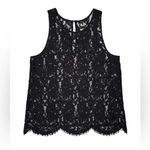 Wilfred ‎ Black Floral Lace Tank Top with Keyhole Back Medium Photo 3