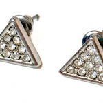 Sam Edelman NEW - Classic Silver Triangle Stud Earrings w Sparkling Pave Crystals Photo 0