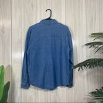 Mary Jane Lady Bug Beetle Embroidered Button Down Chambray Overshirt sz S Small Blue Photo 1