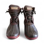 Sperry Womens Saltwater Brown Plaid Duck Boot Waterproof Outdoor Size 9 Photo 2