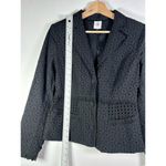 CAbi  Flamenco Black Eyelet Lace Ruffle Trim Button Front Blazer 0 Photo 1