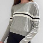 Brandy Melville Gray and White Stripe Sweater Photo 5