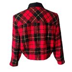 Vintage Howard Wolf Dallas Tarten Plaid Boucle Double Breasted Crop Jacket, Sz 8 Red Photo 1
