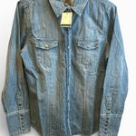 Roper Women’s Long Sleeve Denim Western Snap Front Shirt Blue Wash Size Large Photo 2