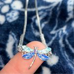 VTG Sterling Silver .925 Signed SU Rhinestone CZ Dragonfly Adjustable Bracelet Photo 2
