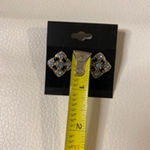 Vintage Art Deco Blue Sliver Tone Post Women's Earrings Silver Photo 1