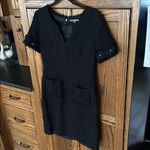 Karl Lagerfeld  Black Boucle Sheath Tweed Dress Flowers size 6 Photo 1