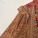 Savanna Jane Bright Long Sleeve Boho Top with Embroidery Design and Tassel Red Photo 3