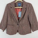 Modcloth  Women's Informed Ensemble Plaid Blazer  Brown Houndstooth Size L Photo 0