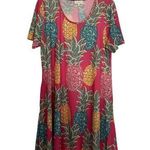 Simply Southern Women's Colorful Tropical Pink Pineapple Dress Size Large Photo 0