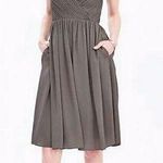 Banana Republic • strappy crossover vee dress taupe chiffon spaghetti surplice Photo 0