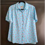 Anne Klein EUC Sz L Short Sleeve Preppy Chic Career Academia Floral Blouse Corp Photo 3
