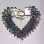 Angel Brand Elegant Silver Tone and Black Rhinestone Retro Boho Heart Brooch Photo 3