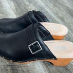 MIA  Milpu Swedish Wood and Vegan Leather Clogs Size 10 Mules Black Shoes NWOT Photo 2