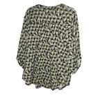 Ny Collection Womens Eyelet Blouse,  3/4 sleeves, Size 1X. Color Olive green and Photo 1