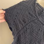 Lucky Brand blouse pop over eyelet embroidered black cap sleeves XL Photo 4