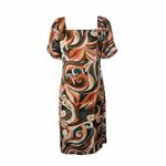 Chic Swirl Midi Dress in Brown and Cream Size M Photo 2