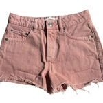 Mango  Denim Iconic Pink Frayed Hem Shorts Women’s 1 XS High Rise Barbiecore Photo 0
