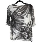 Stizzoli Womens Top Blouse Mixed Media Fringe Asymmetric Gray Black 52 US 16 Photo 2