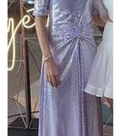 ROTATE Sierina Ruched Puff Sleeve Metallic Midi Dress in Purple Size US 0 Photo 4