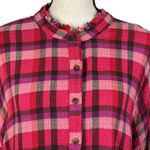 Pilcro Anthropologie X-Large Top Plaid Hi-Low Fringe Long Sleeves Hi-Low Stretch Photo 1
