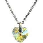 Swarovski Crystal AB Heart Pendant on Silver Chain Necklace Photo 0