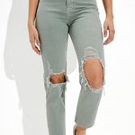 American Eagle  Green Distressed Mom Straight jeans Photo 0