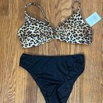 ANDIE Bikini Set Bonita Top 90s High Waisted Bottom Leopard Black M-DD NWT Photo 0