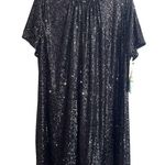 CeCe Black Sequin Cocktail Shift Dress Satin Tie Neck Short Sleeve NEW Size 3X Photo 7