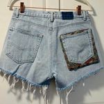 Vintage High Rise Mom Jean Denim Shorts Crochet 28 Blue Photo 1