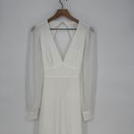 Lulus Talk About Divine White Long Sleeve Backless Maxi Dress Size M Size M Photo 2