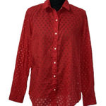 Gap  Fitted Boyfriend Red Button Sheer Shirt(Size Large) Photo 0