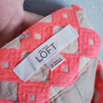 Loft  Neon Coral And Tan Embroidered Cotton Riviera Shorts Photo 5