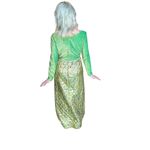 Vintage Alfred Werber Green & Gold toned Metallic Long Sleeve Maxi Dress Size 12 Photo 1