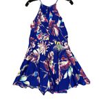 She & Sky NEW-  Royal Blue Tropical Floral Halter Romper - Size Small Photo 5