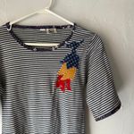 Vintage 70s You Babes Striped Cotton Tee M Floral Bow Appliqué USA Cottagecore Blue Size M Photo 1