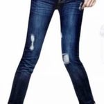 CAbi  slim boyfriend lightly distressed low rise blue jeans size 4 Photo 0