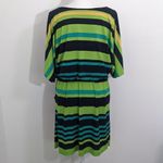 Tiana B Striped Mini Dress with Sash Size 10 Green and Navy Stripe Dress Photo 4