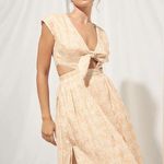 Mon Renn Havana Cut Out Midi Dress Crochet Print Photo 1