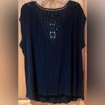 Daniel Rainn Daniel Rainn Cowl Neck Cap Sleeve Eyelet Lattice Back Yoke Top in Black Size 3X Photo 5