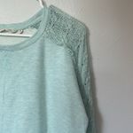 Soft Surroundings  Soft French Terry Ana Sweatshirt Cable Knit Sleeves Photo 2