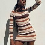 Princess Polly Brown Stripe Mini Dress Photo 0