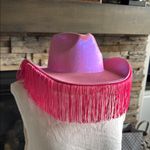 Vibrant Pink Western Hat with Fringe Trim Photo 1