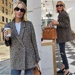 ANINE BING  Double Breasted Fishbone Blazer Tweed Size XS Photo 1