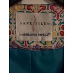 Adrianna Papell  Safe Silk Blouse Top Short Sleeve‎ Floral Paisley Teal Purple Photo 2