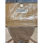 Vintage Carlos Falchi Patchwork SnakeSkin Clutch Gold Tan Crossbody Purse USA Photo 4